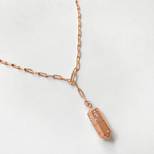 Polygon Lariat Locket - Rose Gold